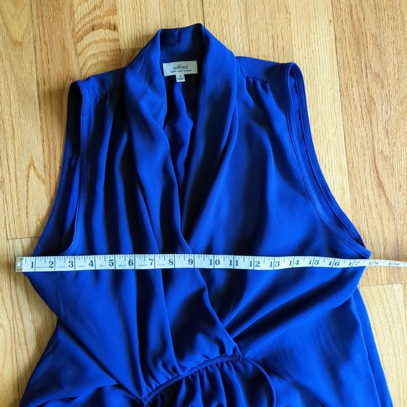 Aritzia Wilfred Sabine Sleeveless Faux-wrap Mini Dress with Pockets Royal Purple - Picture 11 of 13